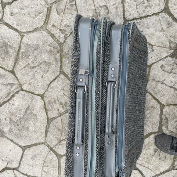 VTG Oscar de la Renta Luggage Suit Case Set gray Tweed rolling on wheels - Picture 6 of 16